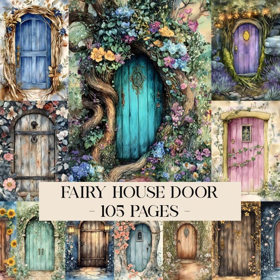 Fairy House Door Junk Journal Pages, Fairy Junk Journal Kit, Fantasy Ephemera, Fairy Pages, Fairy Scrapbook Papers, Enchanted Forest Paper