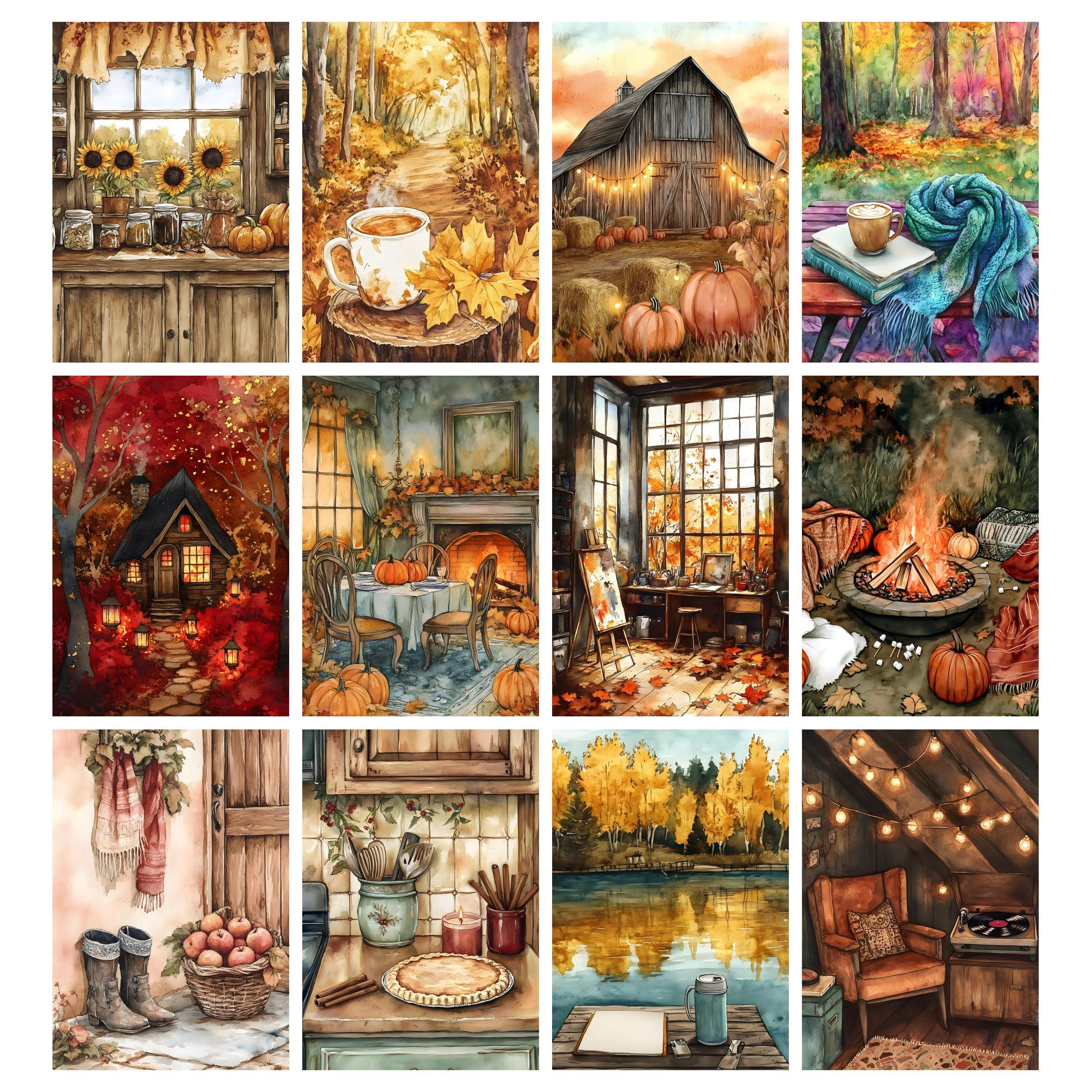 Cozy Fall Junk Journal Kit, Autumn Junk Journal Pages, Autumn Scene ...