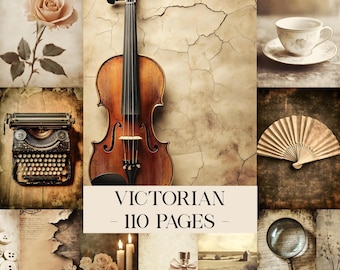 Victorian Junk Journal Pages, Victorian Ephemera Pack, Victorian Journal, Old Photos & Vintage Lace Ephemera, Victorian Scrapbook Papers