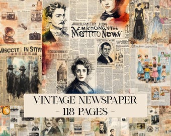Vintage Newspaper Junk Journal Pages, Retro Advertisements and Old Headlines, Old Paper Print, Printable Old Paper Ephemera Digital Download