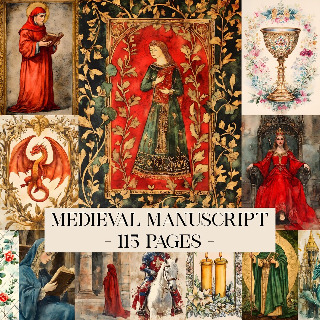 Medieval Manuscript Junk Journal Pages, Historical Papers, Medieval ...