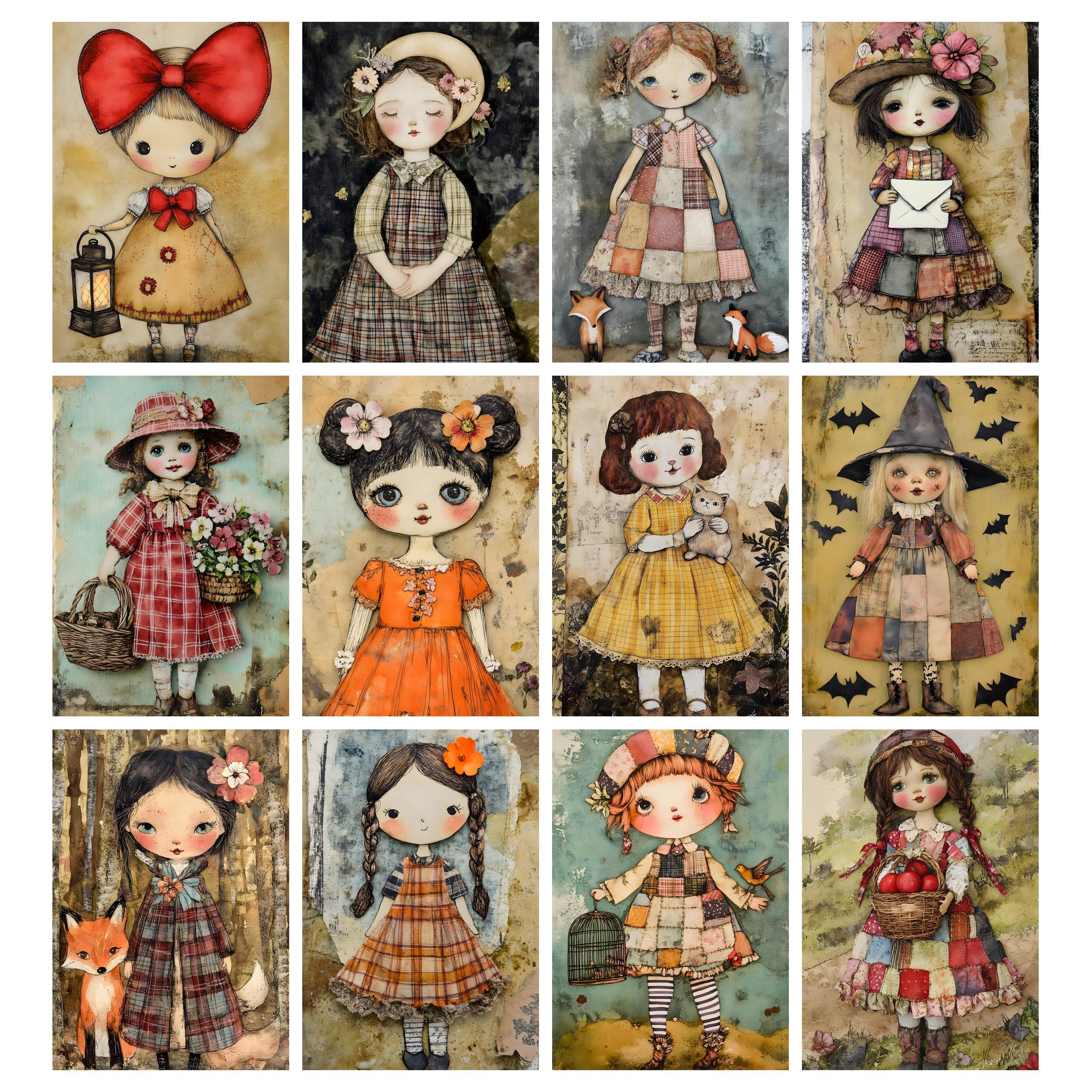 Jumbly Dolls Digital Journal Kit, Grunge Printable Dolls, Printable ...