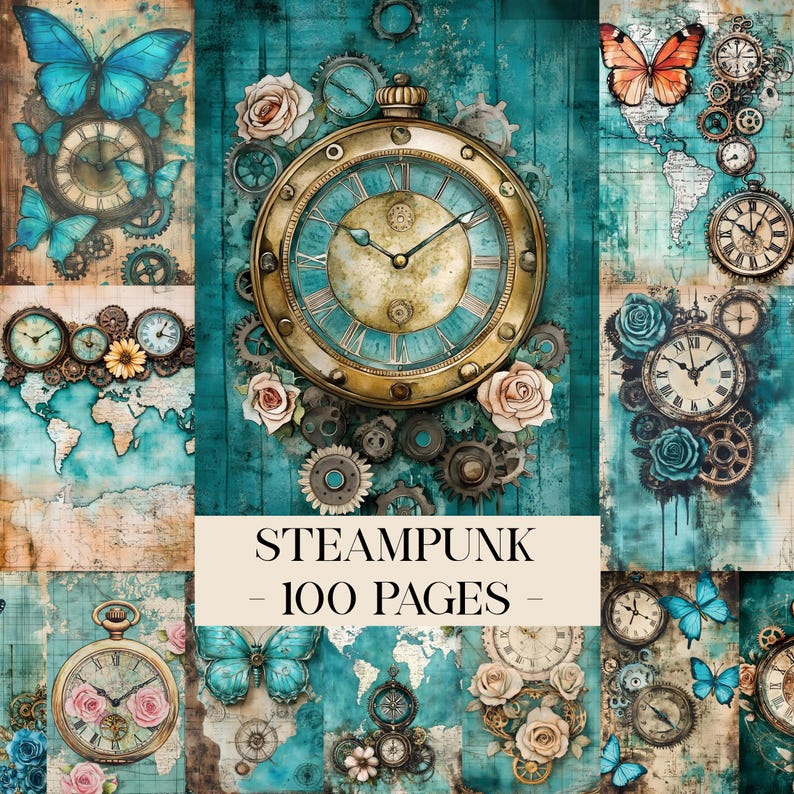 Steampunk Junk Journal Pages Digital Industrial Paper Victorian ...