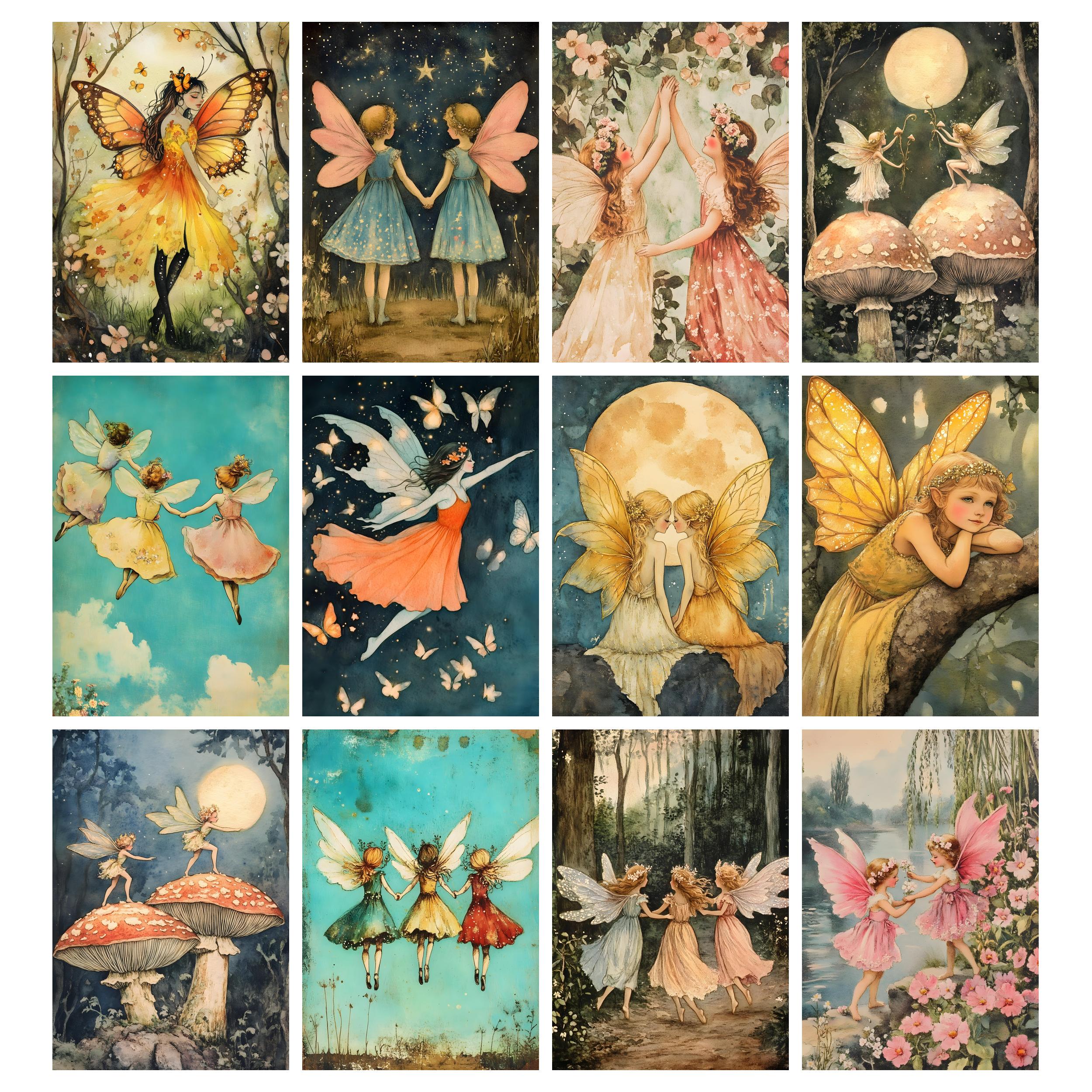 Vintage Fairies Junk Journal Kit, Digital Scrapbook Papers, Faerie ...