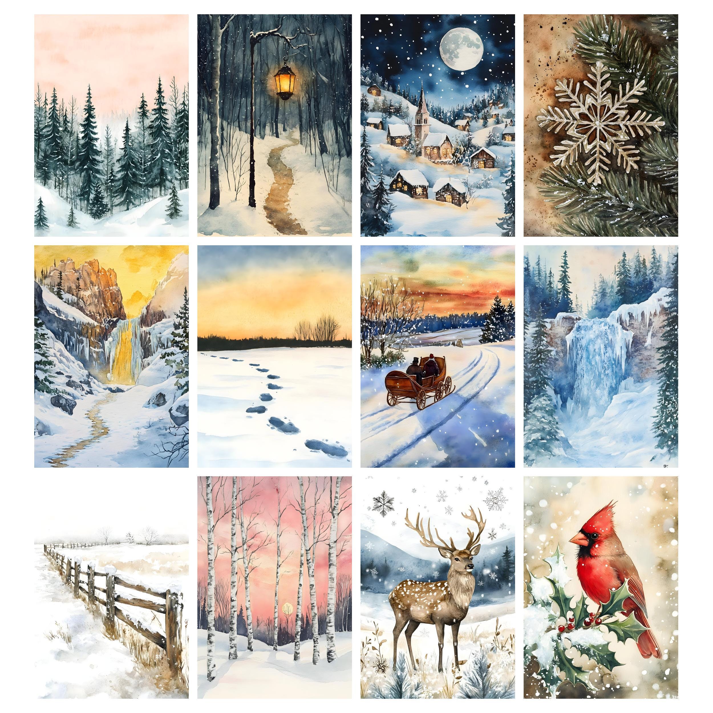 Winter Junk Journal Kit, Snow Collage Printable Journal Pages, Vintage ...