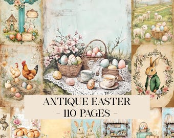 Antique Easter Junk Journal Pages, Easter Digital Papers, Easter Digital Paper, Digital Collage Sheet, Printable Ephemera, Scrapbook Papers