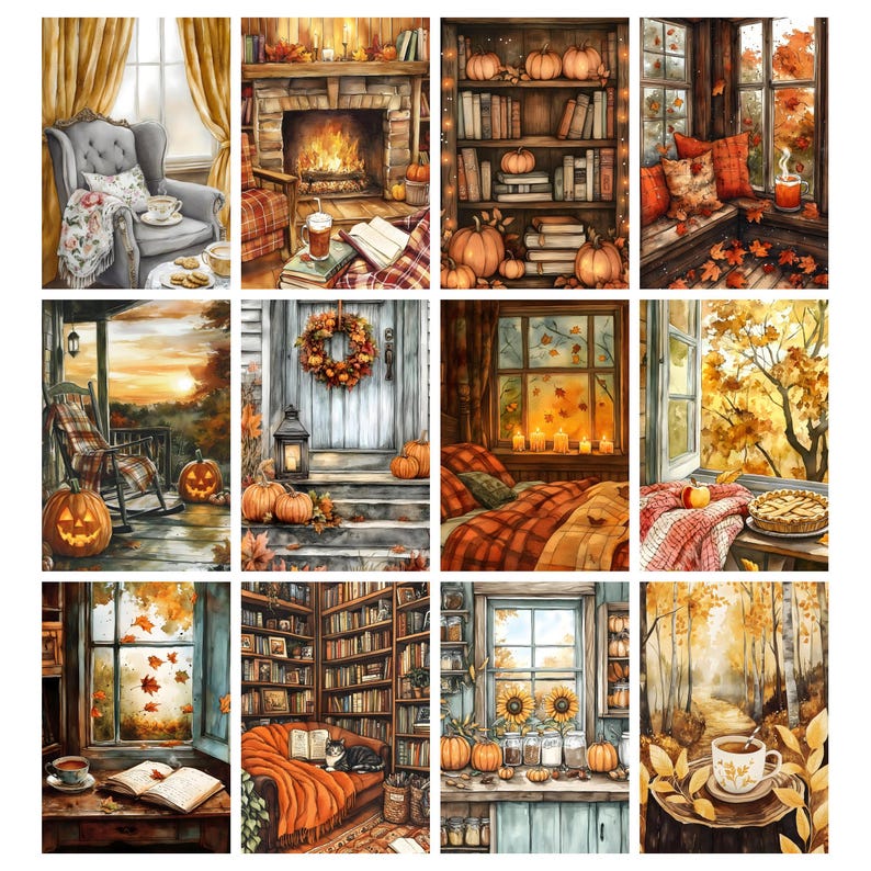 Cozy Fall Junk Journal Kit, Autumn Junk Journal Pages, Autumn Scene ...