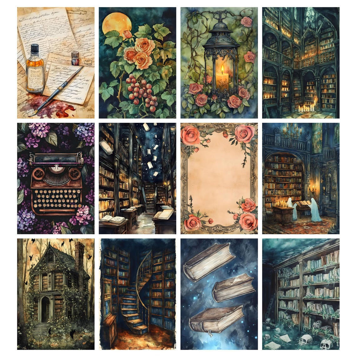 Haunted Library Junk Journal Printable Kit Gothic Victorian Ghosts Dark ...