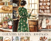 Junk Journal Cooking Planner, Rustic Farmhouse Kitchen, Journaling Kit Printable, Vintage Kitchen Papers, Farmhouse Journal, Country Kitchen
