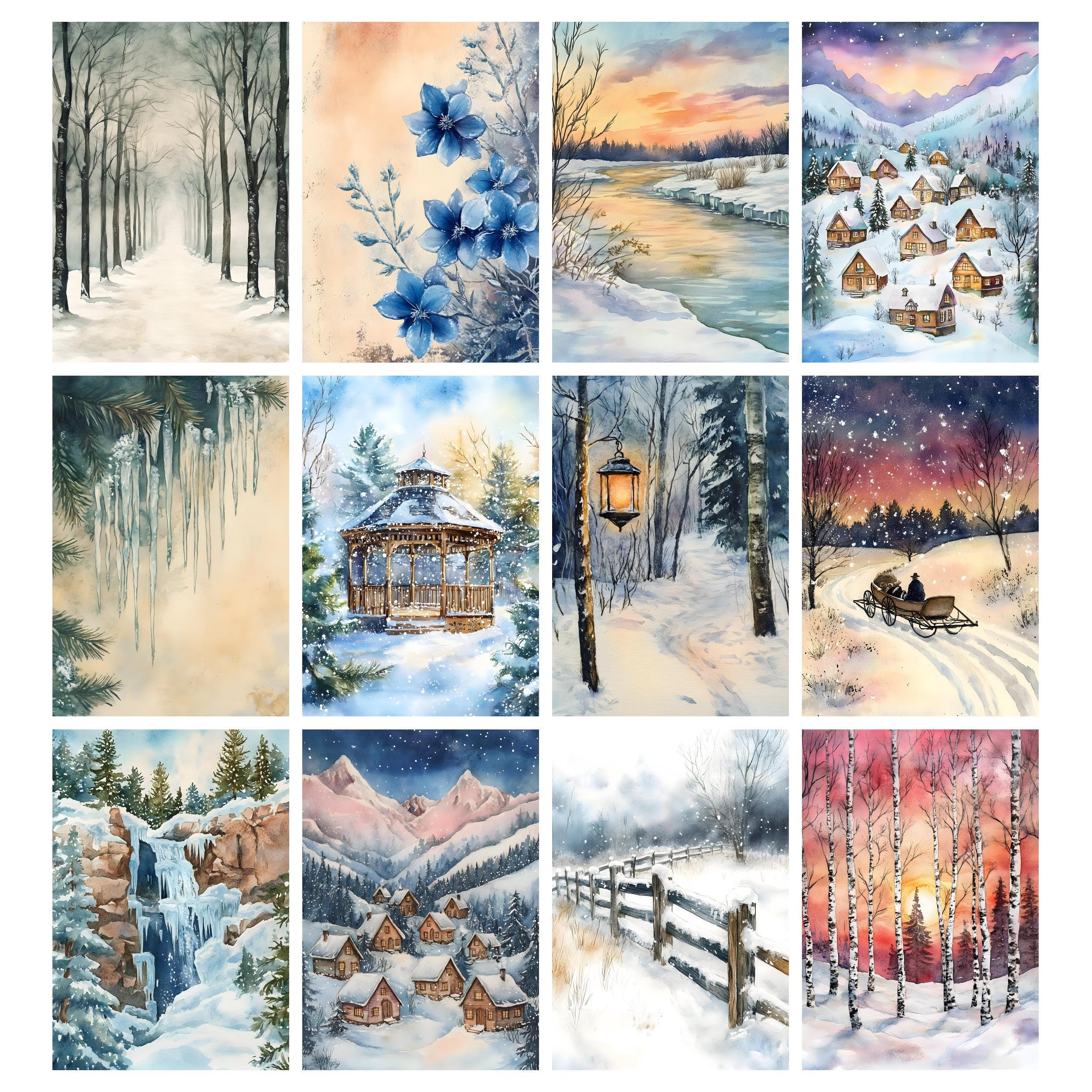 Winter Junk Journal Kit, Snow Collage Printable Journal Pages, Vintage ...