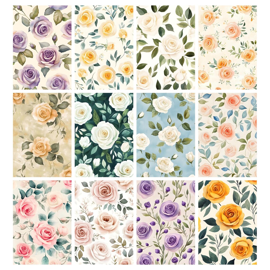 Shabby Chic Roses Printable Paper, Romantic Floral Digital Vintage ...