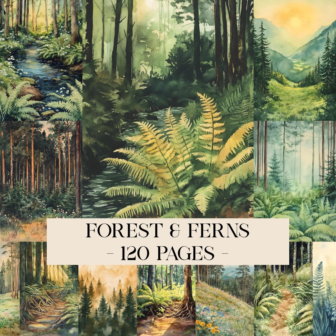 Forest Digital Papers, Watercolor Forest Junk Journal Pages, Enchanted ...