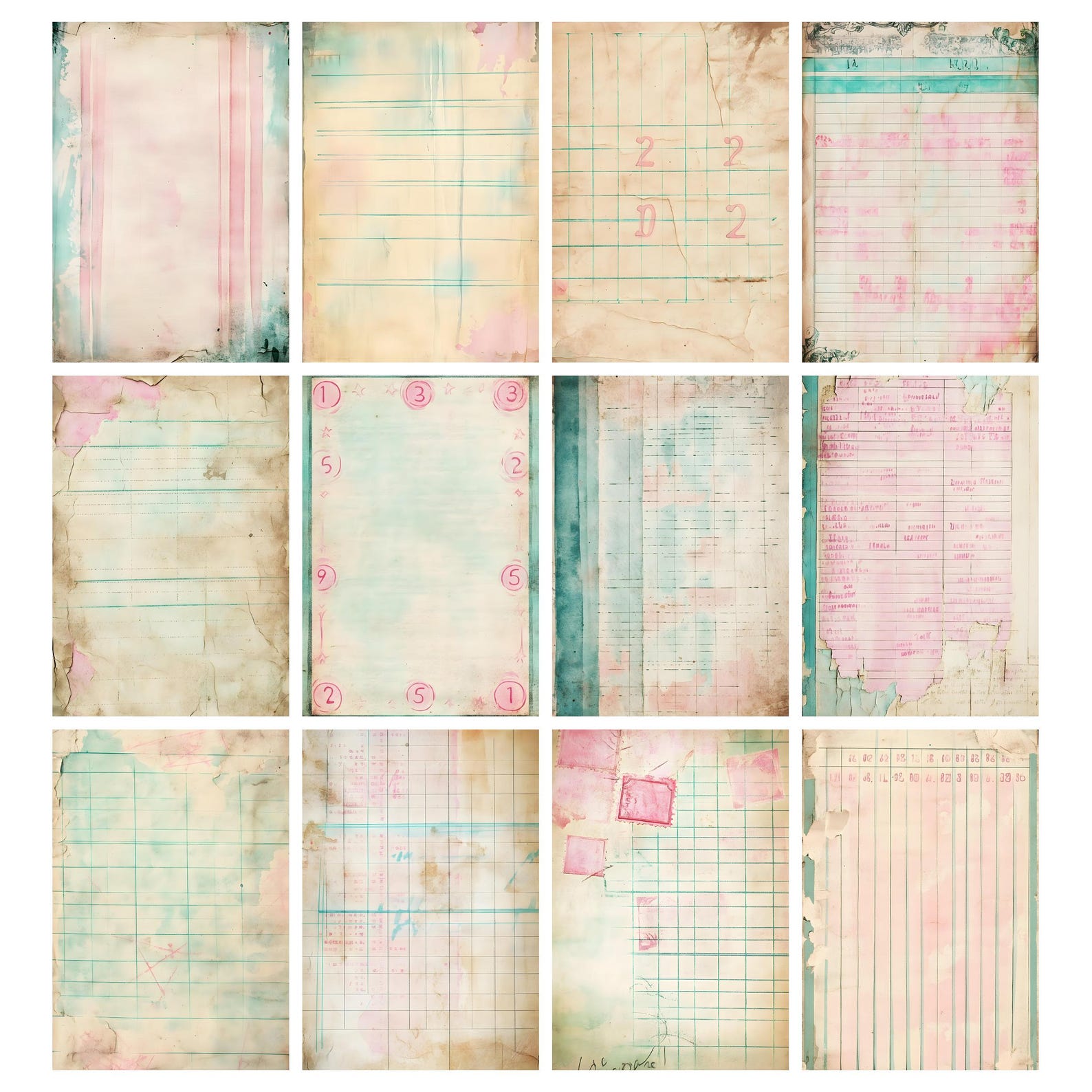 Printable Tattered Antique Ledger Paper, Old Junk Journal Pages ...