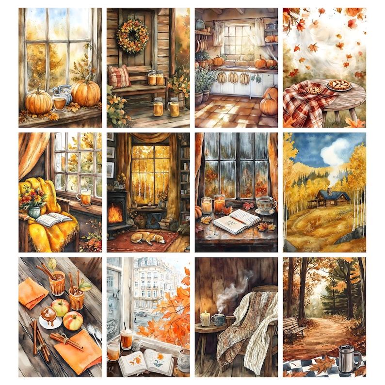 Cozy Fall Junk Journal Kit, Autumn Junk Journal Pages, Autumn Scene ...