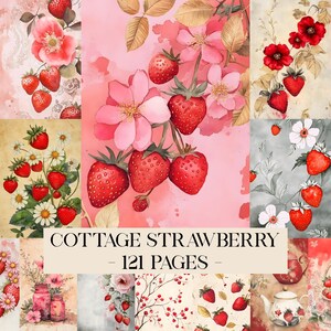 Strawberry Junk Journal Kit, Junk Journal Printable, Junk Journal Paper, Vintage Strawberry Ephemera, Strawberry Journal, Strawberry Paper
