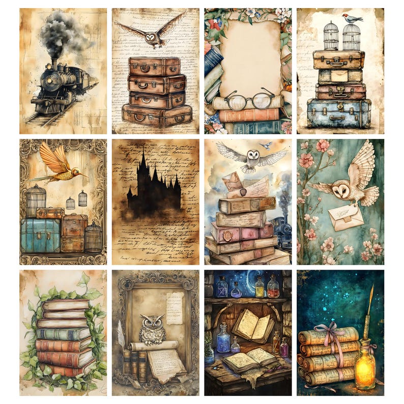 Wizards and Books Junk Journal Digital Kit Printable, Wizard Digital ...