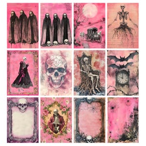 Rosa Halloweenkonst, Nyckfull Efemera, Skräpjournal, Gotiska Halloweensidor, Utskrivbar Häxkonst Clipart, Skuggornas Bok, Spöklik Säsong bild 5