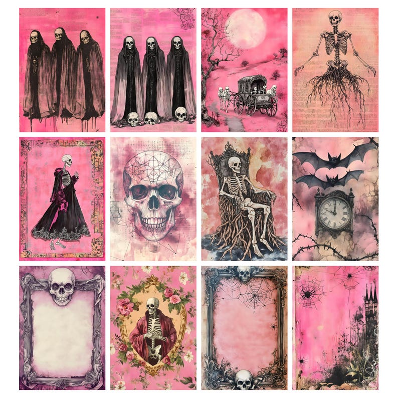 Rosa Halloweenkonst, Nyckfull Efemera, Skräpjournal, Gotiska Halloweensidor, Utskrivbar Häxkonst Clipart, Skuggornas Bok, Spöklik Säsong bild 5