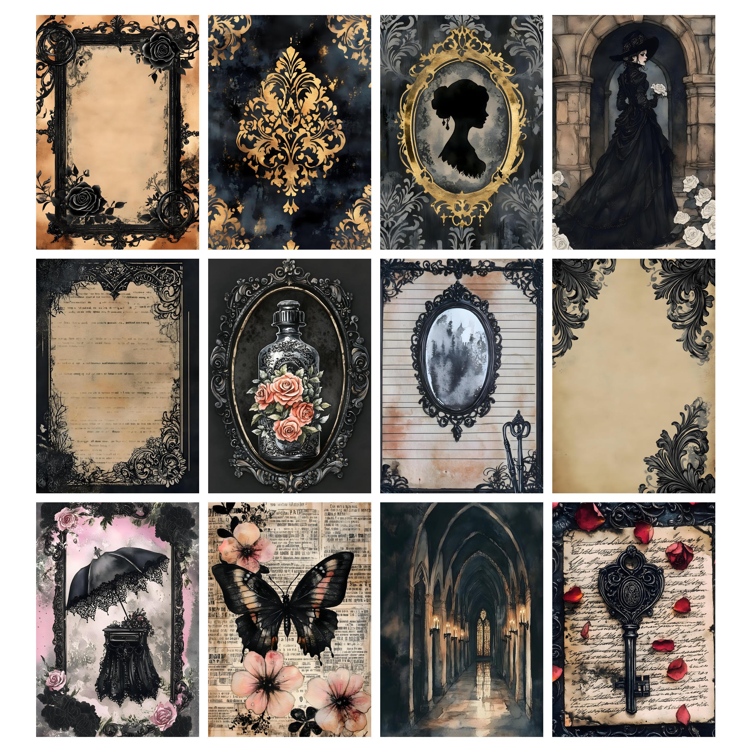 Gothic Junk Journal Kit, Little Black Rose Printable Pages, Victorian ...