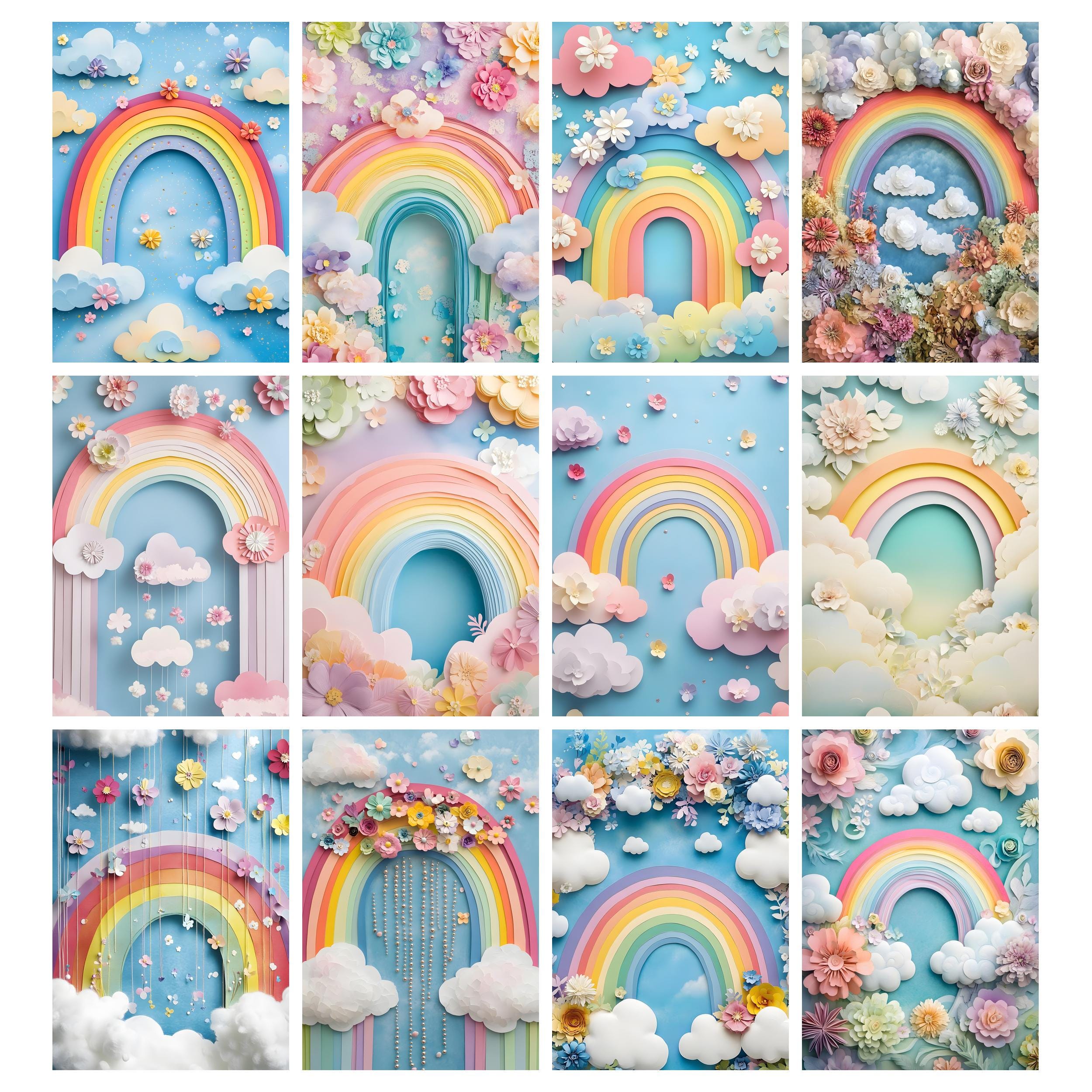Rainbow Junk Journal Pages, Whimsical Rainbow Scrapbook Papers, Pastel ...