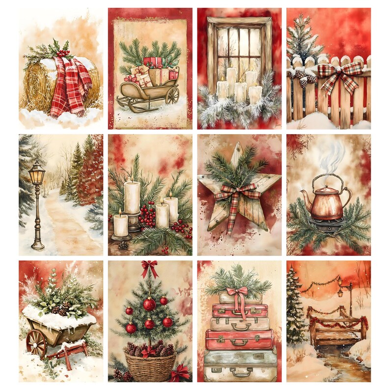 Rustic Christmas Junk Journal Kit, Cozy Winter Printable Pages, Merry ...