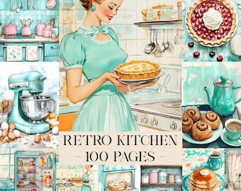 Kitchen Junk Journal Kit, Cooking Journal, Kitchen Ephemera, Vintage Recipe Journal, Vintage Junk Journal Pages, Scrapbook Papers Download