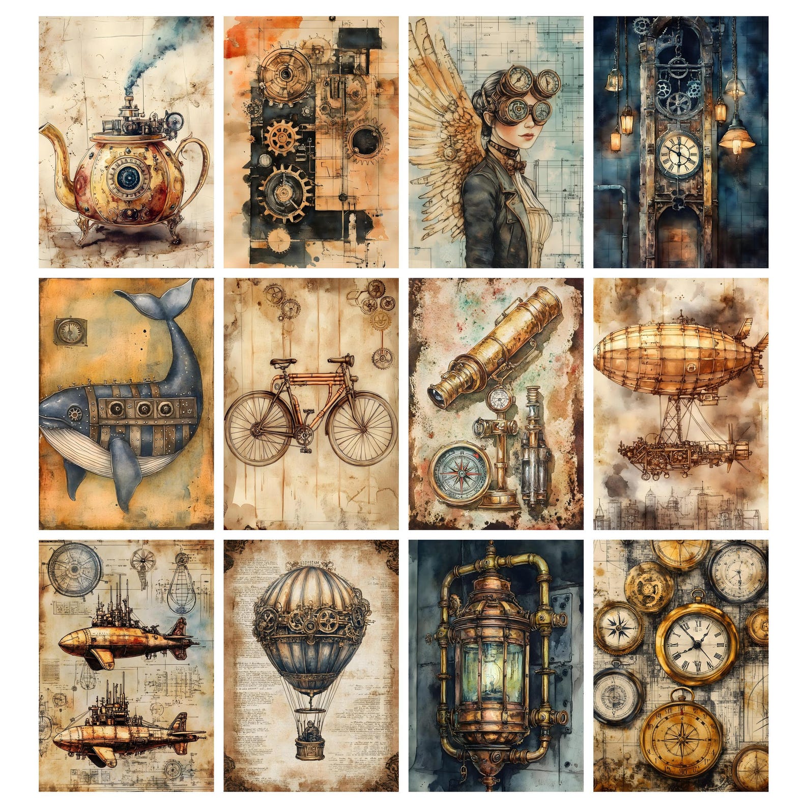 Vintage Steampunk Junk Journal Kit, Instant Download, Digital Scrapbook ...