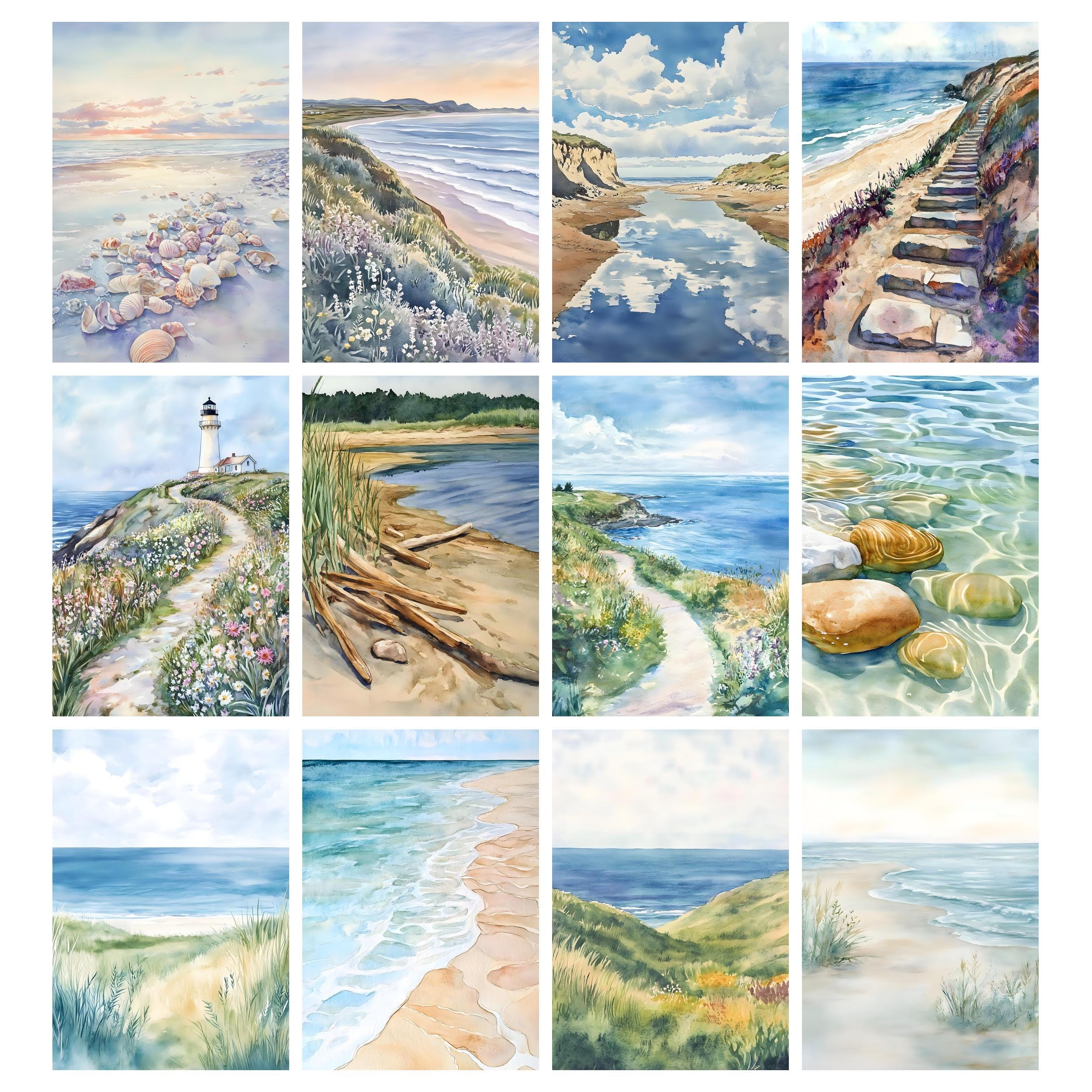 Lighthouse Junk Journal Kit, Watercolor Lighthouse Printable Pages ...