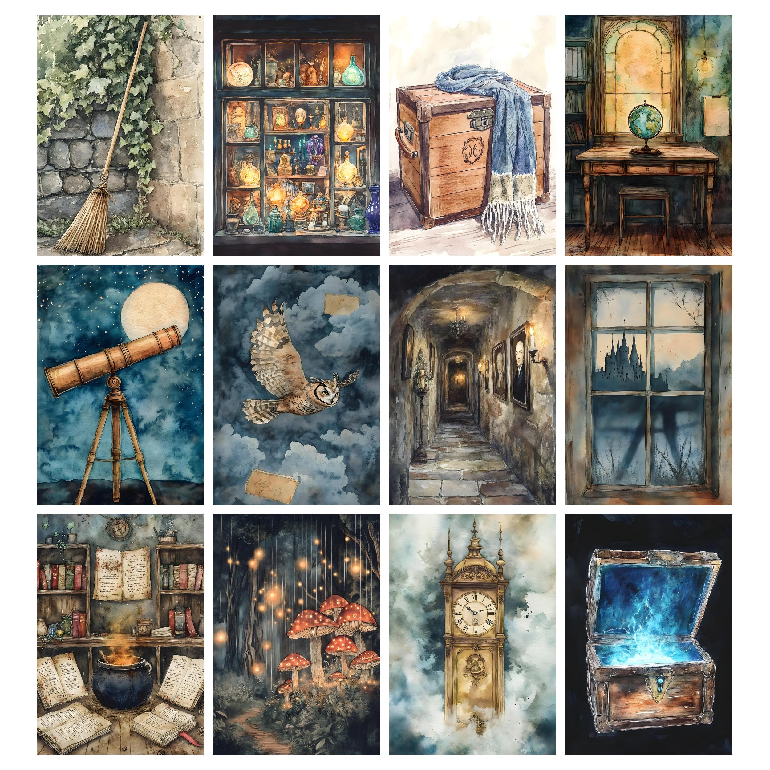 Wizards and Books Junk Journal Kit Printable, Wizard Digital Collage ...