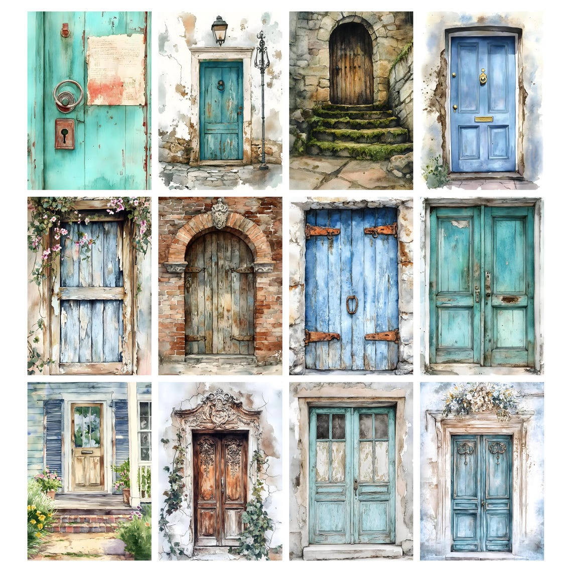 Rustic Vintage Doors Printable Junk Journal Kit Grunge Ephemera Antique ...