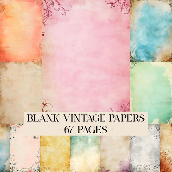 Simple Blank Vintage Junk Journal Papers, Journal Scrapbook Supply, Various Color Junk Journal Pages, Ephemera, Decoupage, Vintage Page