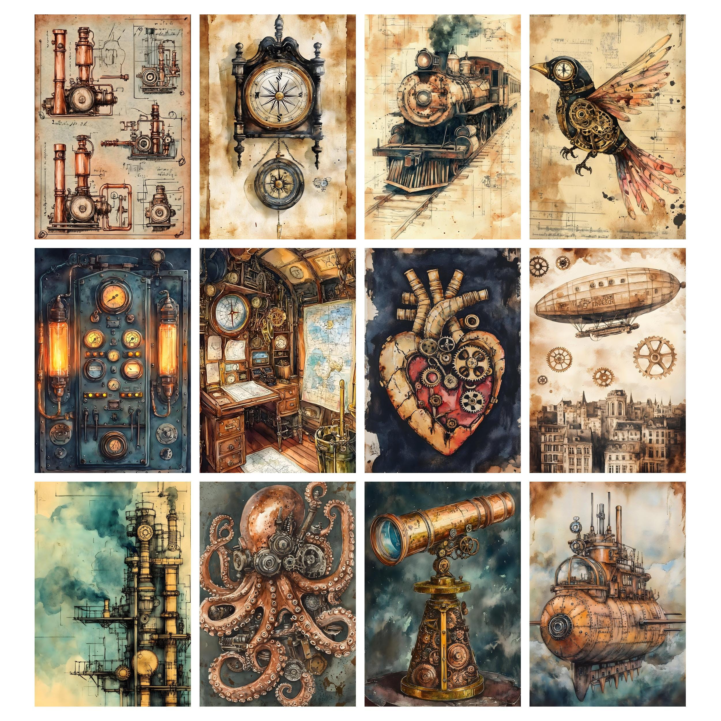 Vintage Steampunk Junk Journal Kit, Instant Download, Digital Scrapbook ...