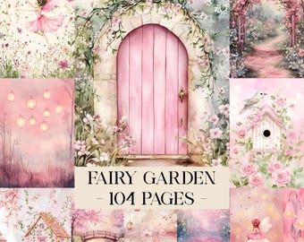 Fairy Garden Junk Journal Pages, Spring Ephemera, Fairy Journal Kit, Scrapbook Printable, Printable Pages, Spring Pages, Digital Collage