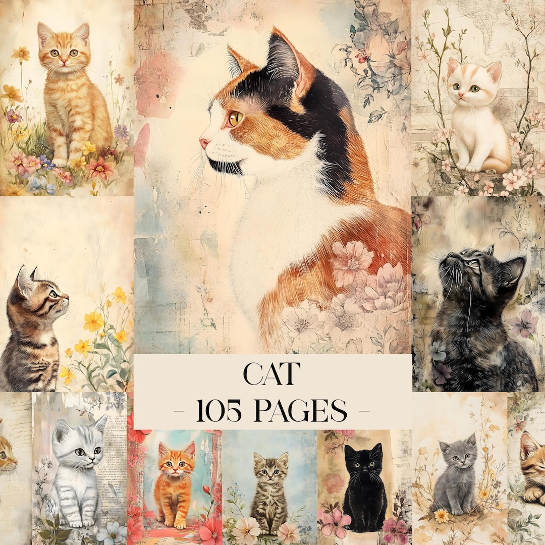 Cat Junk Journal Pages, Printable Pet Junk Journal Kit, Animal Junk ...
