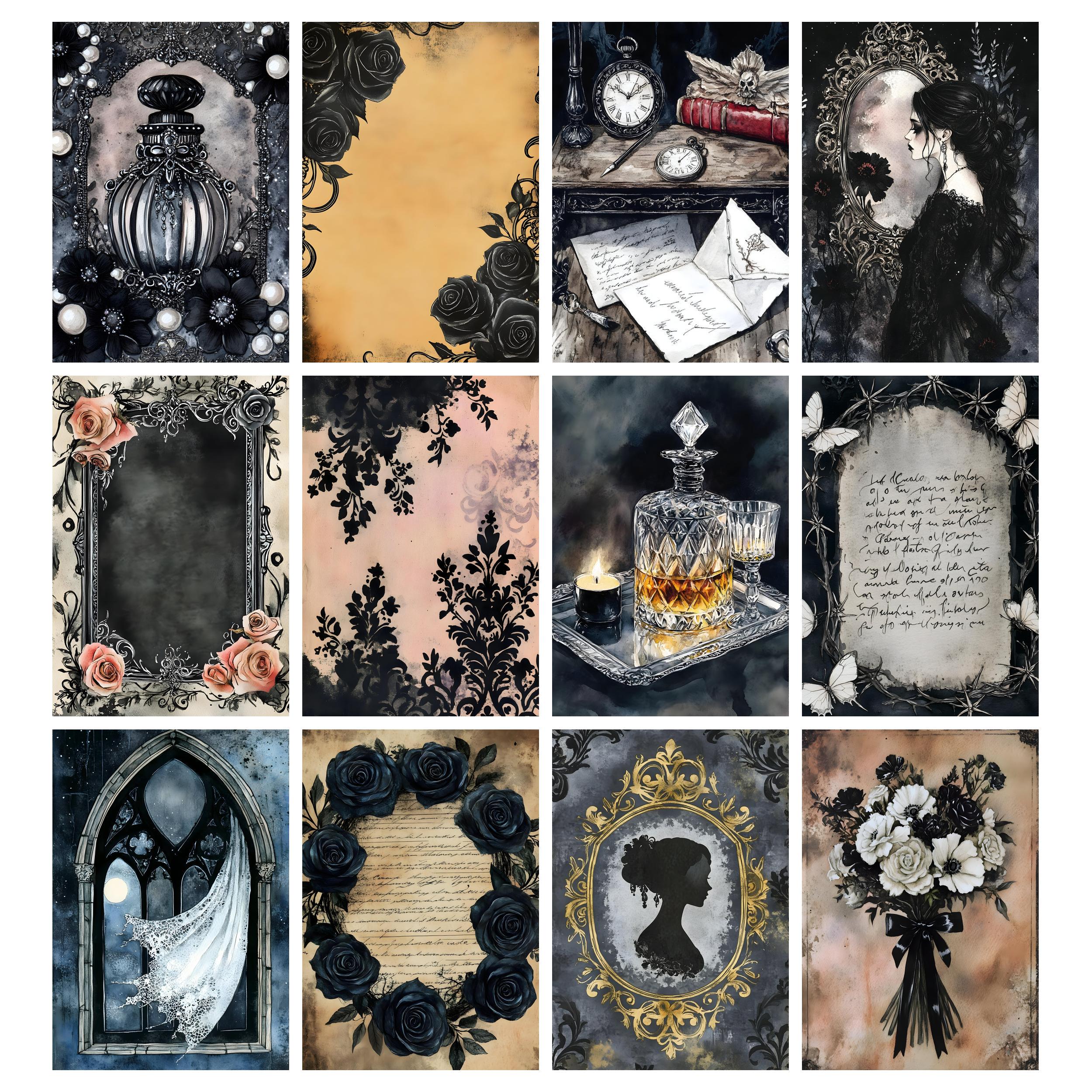 Gothic Junk Journal Kit, Little Black Rose Printable Pages, Victorian ...