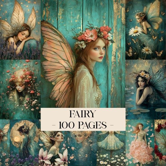 Fairy Junk Journal Pages, Magic Junk Journal Kit, Fairies Junk Journal Paper, Fairy Ephemera Fantasy Journal Scrapbook Papers Digital Papers