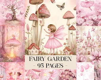 Fairy Garden Junk Journal Pages, Forest Fairy Junk Journal Kit, Spring Ephemera, Scrapbook Printable Paper, Collage Sheet, Spring Pages