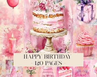 Birthday Junk Journal Kit, Mixed Media Bday Junk Journal Paper, Printable Party Ephemera Folio Junk Journal, Birthday Scrapbook Papers
