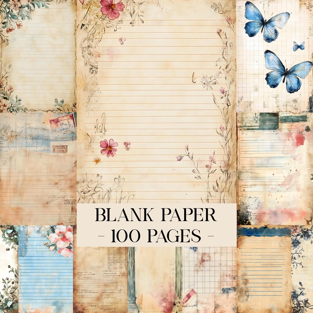 Shabby Lined Junk Journal Pages, Grid Lined Papers, Old Paper Texture ...
