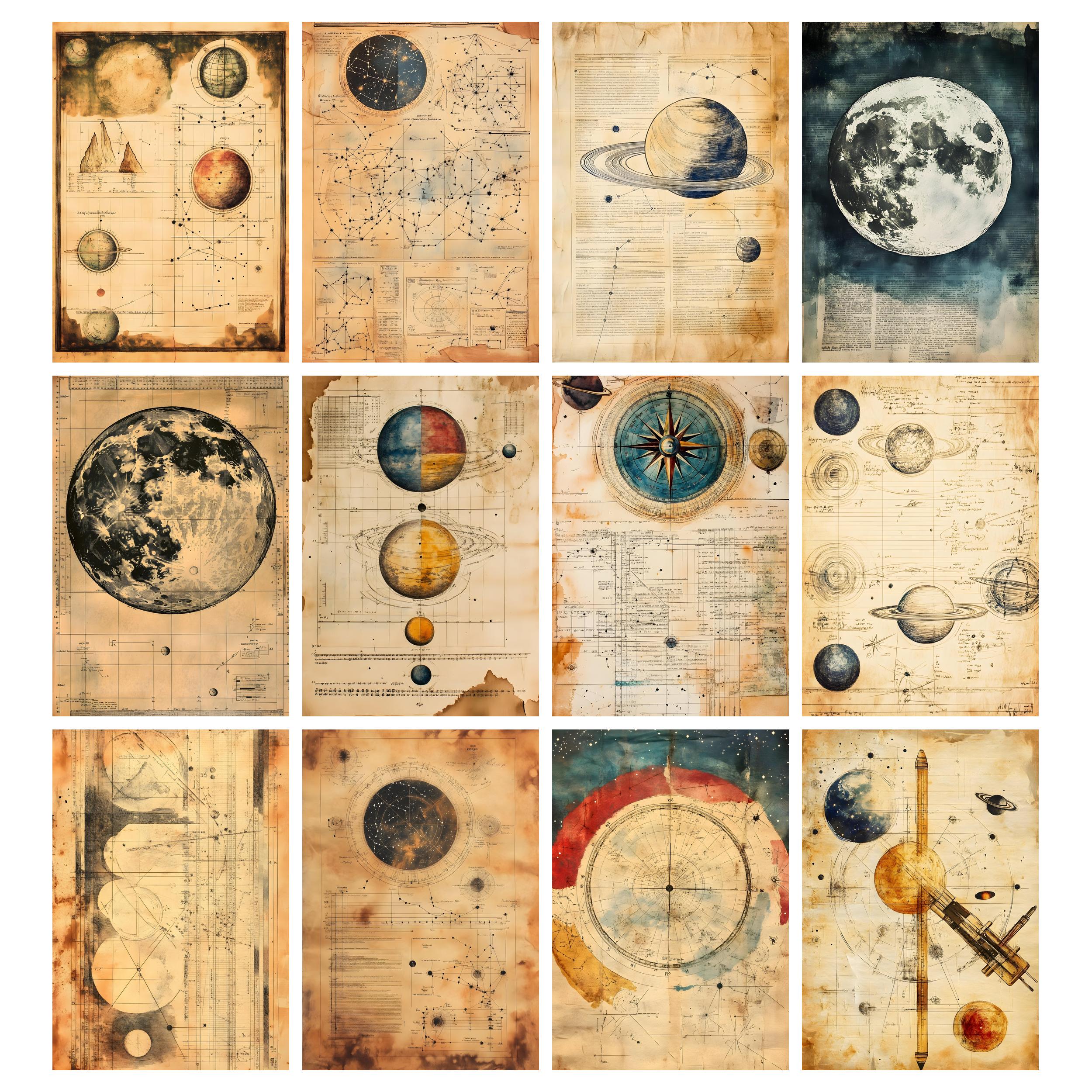Space Journal Paper Celestial Junk Journal Printable Pages, Astronomy Journal, Space Junk ...