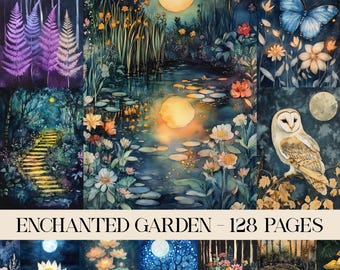 Garden Junk Journal-pagina's, Spring Folio Junk Journal Kit, afdrukbare Witch Garden Folio Kit Scrapbook Paper Enchanted Garden Junk Journal