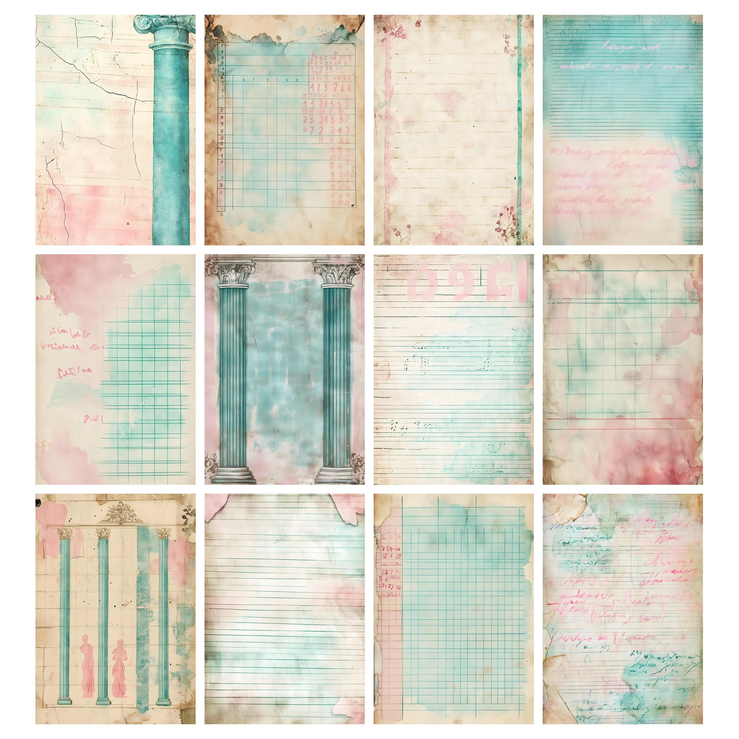 Printable Tattered Antique Ledger Paper, Old Junk Journal Pages ...