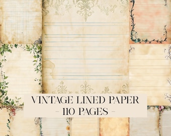 Vintage Journal Papier, Junk Journal Printable, Scrapbook Papiere, gefüttert Papier, digitaler Download, Vintage Papiere, Scrapbook Kit für digitale Papiere