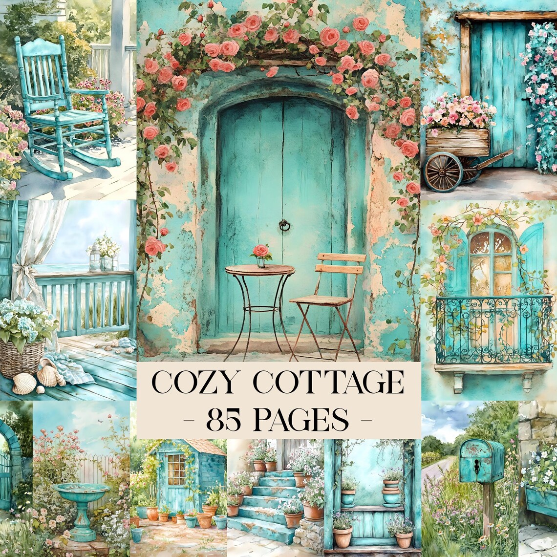 Cozy Cottage Junk Journal Pages, Shabby Chic Papers, Cottage Ephemera ...