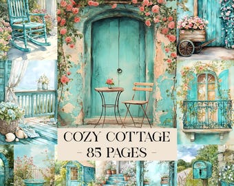 Cozy Cottage Junk Journal Pages, Shabby Chic Papers, Cottage Ephemera, Cottagecore Kit, Cottagecore Journal Digital, Cottagecore Ephemera
