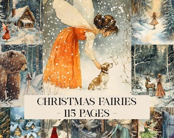 Christmas Fairies Junk Journal Kit, Winter Woodland Ephemera, Fairytale Papers, Fairies Journal Kit, Winter Papers, Woodland Journal Pages