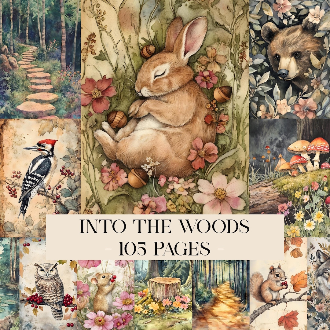 Woodland Animal Forest Junk Journal Pages, Woodland Journal, Animal ...