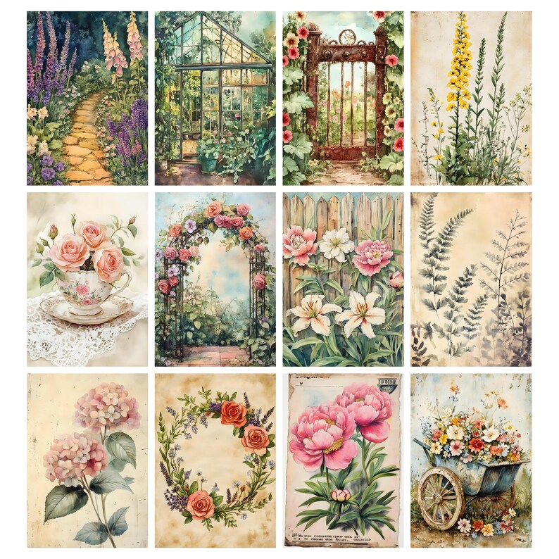 Vintage Floral Garden Junk Journal Kit, Botanical Journal, Printable ...