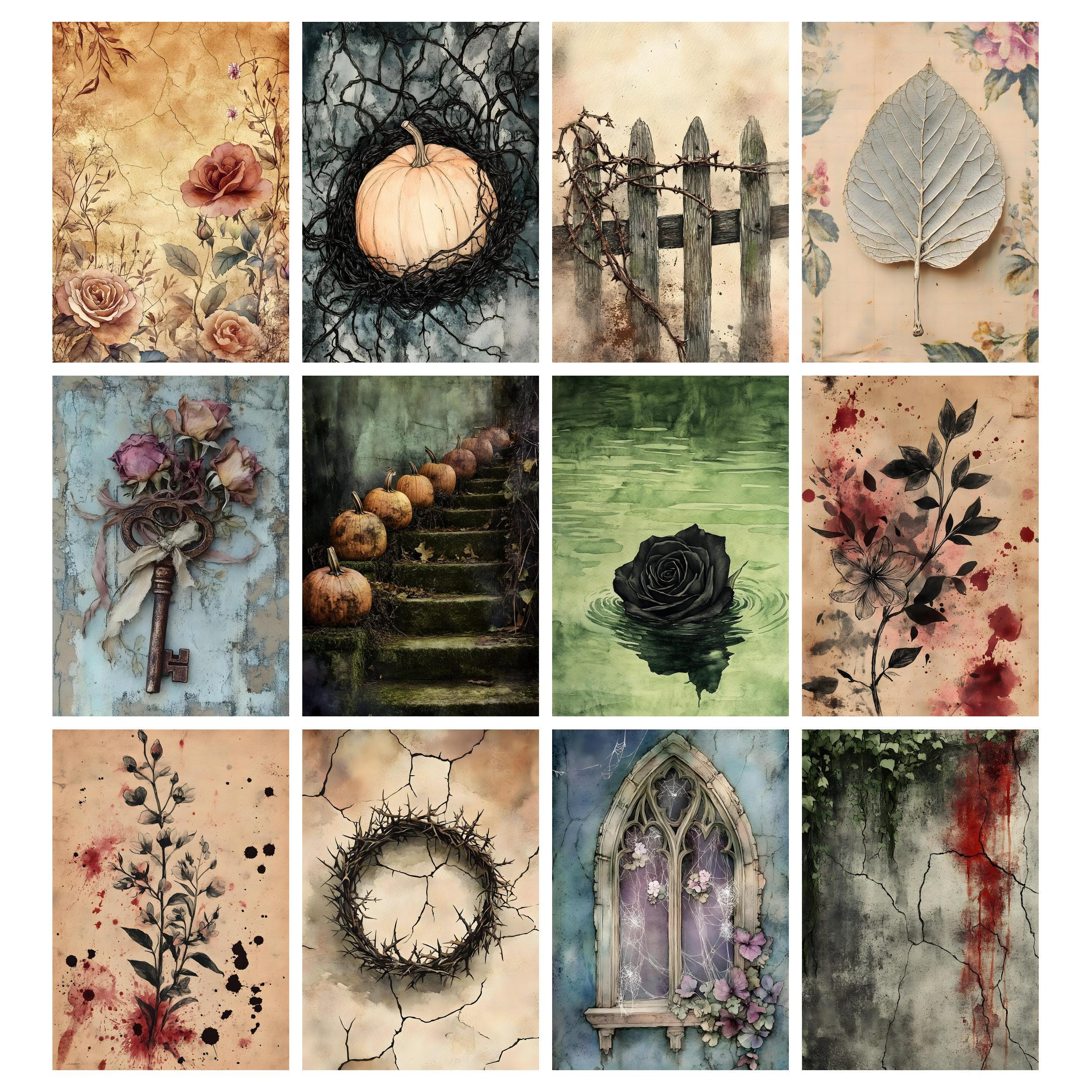 Junk Journal Eerie Gothic Printable Papers Twisted Garden Spooky ...