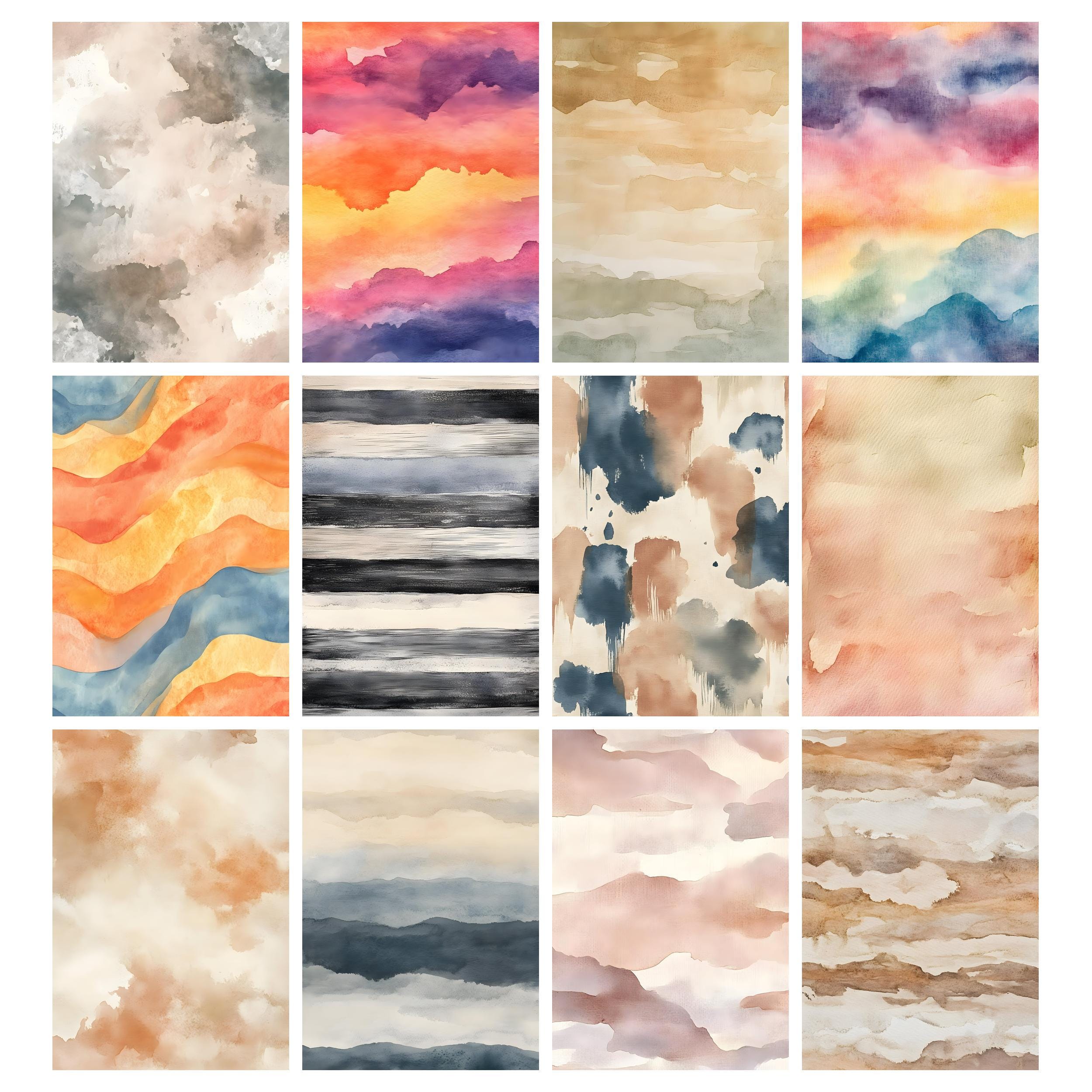 Watercolor Earth Tones Digital Paper Pack Neutral Boho Junk Journal ...